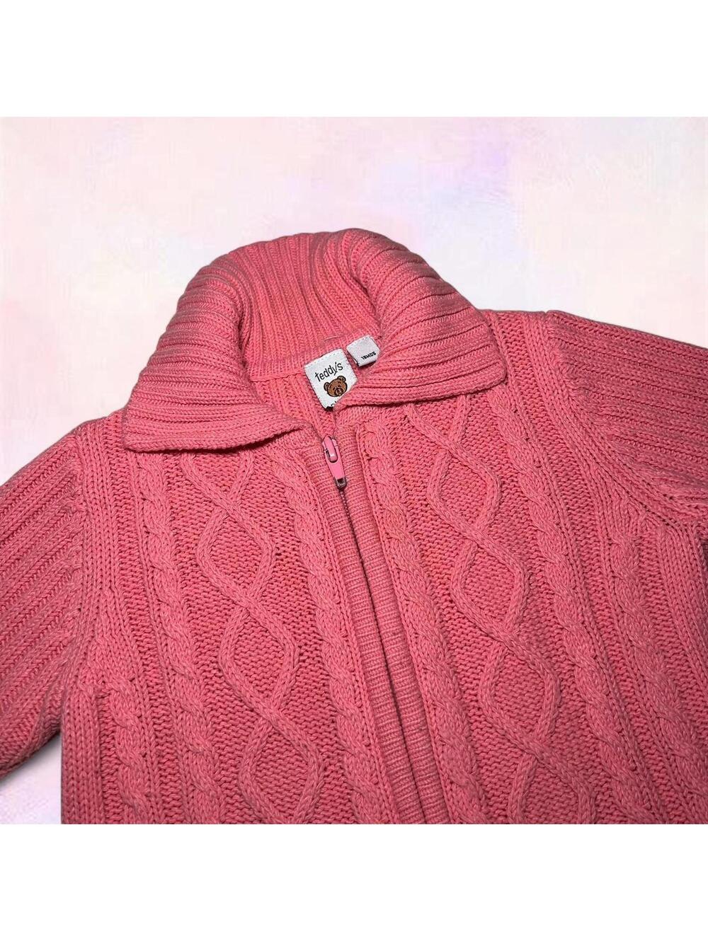 Pink Cable Knit Zip Up Sweater 18 Months - Picture 2 of 5
